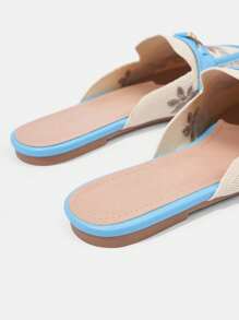 CUCCOO TILAWA Women's Solid Color Patchwork Flat Casual Shoes, Summer Daily Wear Fall - Blue - View 6