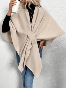 SHEIN Clasi Damen Einfarbige Lässig Cape Jacke, Herbst & Winter
