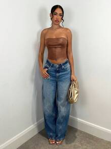 SHEIN BAE Women's Fashionable Fitted Tube Top, Summer