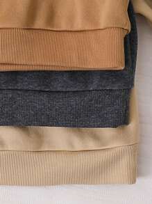 6 piezas Conjunto informal de sudadera y pantalón de chándal suelto con estampado de letra de unicolor para niña joven