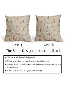 1pc Autumn Pillow Sham, Burnt Orange Pumpkin Themed Thanksgiving Fall Harvest Decorative Throw Halloween Pillow Cover, Outdoor Cushion Cover Without Insert, Double-Sided Print For Sofa, Bed Home Decor