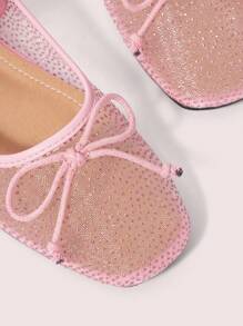 CUCCOO DOLLMOD Women Round Toe Breathable Mesh Soft Outsole Black Bow Ballet Flat Loafers