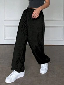 DAZY 纯色松紧腰阔腿裤，宽松裤