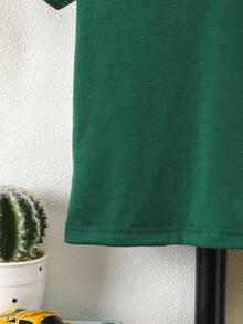 SHEIN 2 件套橙色 Polo 衫，带 3D 马匹印花和格子短裤，适合男孩，夏季休闲装 - 軍綠色 - 查看 6