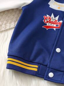 SHEIN 2 Stücke/Set Baby Mädchen/Jungen Kontrast Farbiges Hoodie Jacke mit Buchstaben Muster und Jogginghose Set