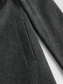 Manfinity VCAY Men's Slim Fit Casual Turndown Collar Open Front Overcoat, Suitable For Autumn And Winter - Dark Grey - View 4