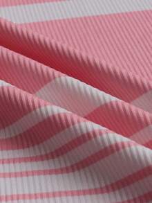 Ladies' Ribbed Color Blocked Slim Fit Vest, Elegant Round Neck Sleeveless Spring/Summer Dress Suitable For Spring/Summer/Autumn - Baby Pink - View 7