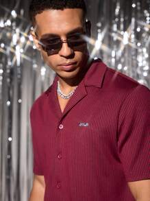 Manfinity VCAY Men's Knitted Fashion Daily Young Casual Gorgeous Loose Ribbed Short-Sleeved Shirt Elastic Waist Trousers Set Two-Piece Set Men Shirt Co-Ords - Green - View 5