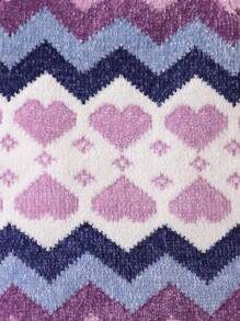 Young Girls Purple Heart Crew Neck Sweater, Fashionable Minimalist Design, Warm For Spring, Fall And Winter Seasons, Cozy And Cute, Suitable For Everyday, Outings, Travel, Home, Daycare And School - Purple - View 4