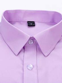 Manfinity Mode Camisa de manga larga con estampado de caballero informal para primavera/otoño para hombre - Púrpura malva - Ver 3