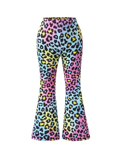 SHEIN Young Girls Fashion Animal Leopard Print Flared Casual Pants, Suitable For Casual Daily Wear, Spring/Summer/Autumn