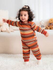 2 piezas Conjunto de top de manga larga y pantalones a juego de punto manual retro para bebé niña, tela suave y acogedora, para uso en exteriores