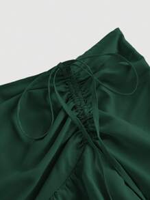 SHEIN MOD Falda de fiesta con volantes asimétricos, cordón de ajuste y multicapa para mujer de talla grande - Verde - Ver 3
