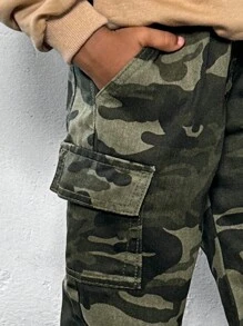 男童日常休闲多口袋迷彩印花牛仔裤 - 彩色 - 查看 7