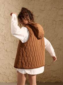 VARSIVA 连帽无袖背心口袋女士户外背心夹克 - 棕色 - 查看 2