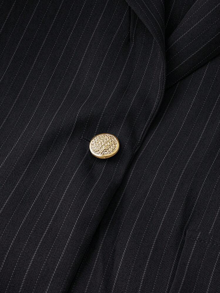 Calvaya Plus Size Women Casual Striped Notch Lapel Roll-Up Sleeve Blazer Jacket, Spring Autumn Graduation,Back To School,Teacher Outfits For Women Fall Cloth For Women Winter - Black - View 5