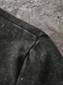 Manfinity BRENVOR 男士扎染针织休闲宽松弹力短袖T恤 - 黑色 - 查看 5