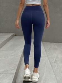 DAZY Women's Casual Brushed Skinny Leggings, Autumn/Winter Women Fleece Tights - Royal Blue - View 2