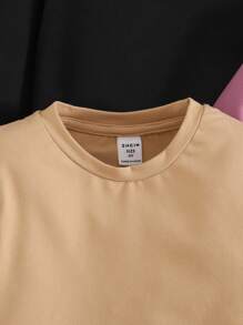 SHEIN Leap Crew 年轻女孩秋冬装 4 件年轻女孩纯色修身休闲 T 恤套装，秋冬季，非常适合休闲、日常穿着和上学。 - 彩色 - 查看 7