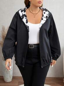 SHEIN LUNE Plus Size Women's Spring Autumn Long Sleeve Hooded Loose Casual Jacket Winter Clothes