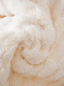 Tween Girl 杏色简约撞色边字母提花柔软羊毛睡衣长袍，系腰带，长袖 - 杏色 - 查看 5