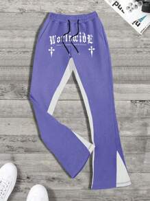 Manfinity Roghcode Loose Men's Letter Printed Drawstring Waist Sweatpants - Multicolor - View 5