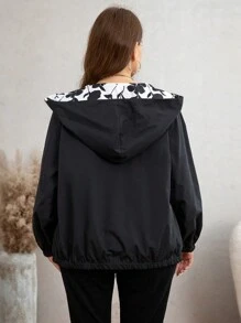 SHEIN LUNE Plus Size Women's Spring Autumn Long Sleeve Hooded Loose Casual Jacket Winter Clothes