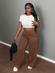 Slaydiva Casual Grey Loose Fit Straight Leg Pants