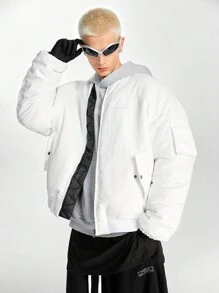 NEON BLANC Men's Reversible Varsity Collar Jacket Suitable For Autumn And Winter - Black and White - View 3