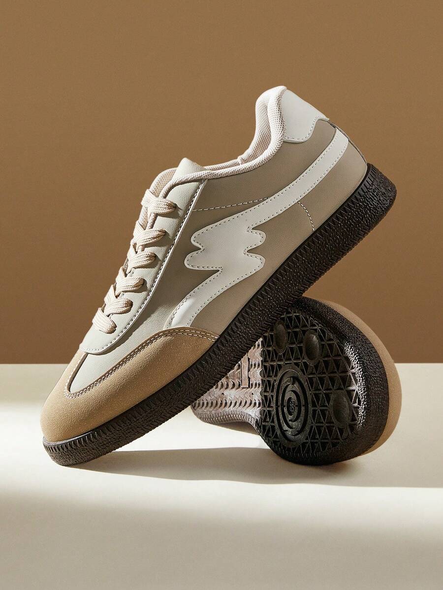 CUCCOO EASI Giày thể thao Đức thường ngày mùa xuân/thu 2024 dành cho nữ, giày thể thao đế bằng lưu hóa cổ điển, thời trang & đa năng - Màu Khaki - Xem 1