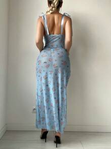 Snug Zone 2pcs/Set Women Sexy Mesh Nightgown (Wireless, Thong) - Baby Blue - View 2