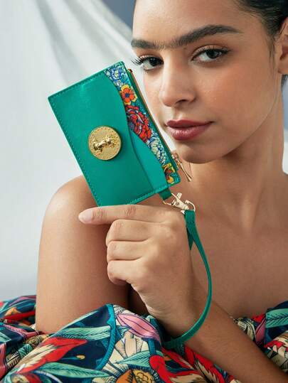 Frida Kahlo X SHEIN 经典花卉印花拉链卡夹礼品