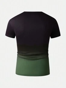 Manfinity Homme 男士渐变色圆领短袖休闲 T 恤，夏季 - 彩色 - 查看 2