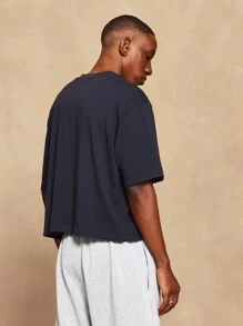 SUMWON Camiseta esencial de manga corta ajustada a la cintura - Azul Marino - Ver 4