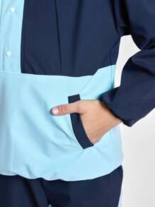 SHEIN Tween Boy Outdoor Sports Hiking Camping Climbing Sailing Windproof & Waterproof Color Block Suit - Multicolor - View 5