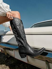 Styleloop 女士度假时尚西部靴秋季 - 黑色 - 查看 5