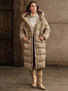 Anewsta 女式长袖纯色连帽冬季夹克