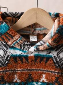 SHEIN 2pcs Baby Boys'  Long Sleeve Sweatshirt And Pants Set With Plush Retro Pattern