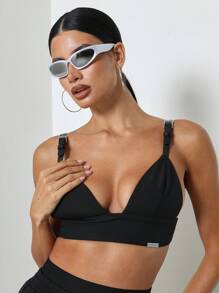 SUMWON WOMEN Music Festival Nylon Bra Top - Black - View 3
