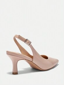 CUCCOO BIZCHIC Glossy Patent Leather Pointed Toe Slingback High Heel Pumps, Apricot, Commute/Party/Occasions Spring Shoes Spring Break Easter For Christmas - Apricot - View 9