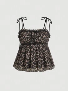 SHEIN MOD Plus Size Retro Cute Vintage Y2k Leopard Print Cami Top, For Summer - Multicolor - View 1