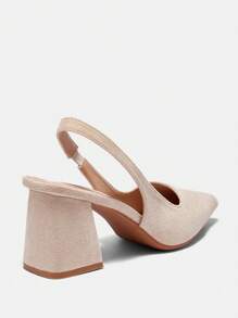 CUCCOO BIZCHIC Apricot Suede Chunky Heel Pointed Toe Slip-On Pumps For Women, Suitable For Commute, Dating, Party, Holiday Spring Shoes Spring Break Easter - Apricot - View 8