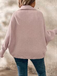 SHEIN LUNE Plus Size Long Sleeve Solid Color Casual Cardigan, For Winter