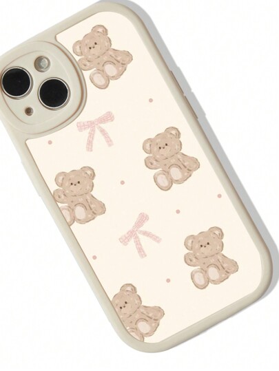 Kawaii 1pc Cute Pink Bow Silicone Phone Case, Compatible With Iphone 11 12 13 14 15 Pro Max