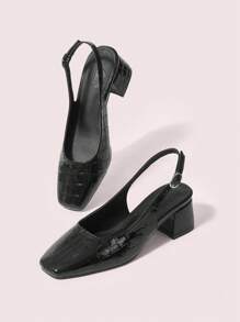 CUCCOO DOLLMOD 女士时尚黑色石纹后绑带经典平底鞋休闲通勤、约会、聚会、购物、学校秋季新年假期 - 黑色 - 查看 7