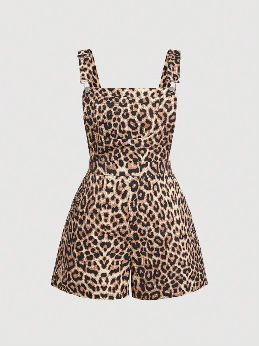 SHEIN MOD Mono estampado de leopardo retro lindo talla grande para mujer en verano - Multicolor - Ver 1
