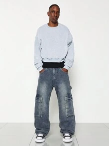 SUMWON Quần Jeans Carpenter Cargo Jeans - Rửa trung bình - Xem 2