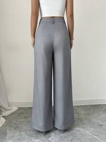 Chiquease Pantalones palazzo casuales y elegantes para mujeres - Gris - Ver 2