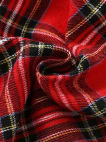 SHEIN Leap Crew Áo sơ mi kẻ caro thường ngày cho bé trai, phong cách thể thao/trường học đa năng, phối màu đỏ và đen, thích hợp mặc vào mùa xuân, thu, đông, trong nhà và ngoài trời, mặc vào dịp Giáng sinh - Đỏ - Xem 5