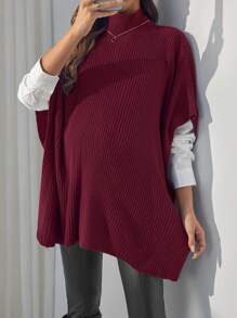 SHEIN 孕妇高领开叉毛衣，女式教师毛衣背心，秋冬季